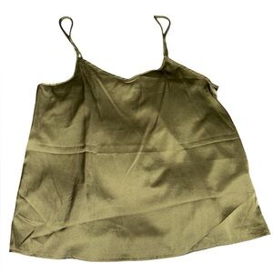NWT Ekouaer Olive Satin Camisole Tank Top Size M Adjustable Straps